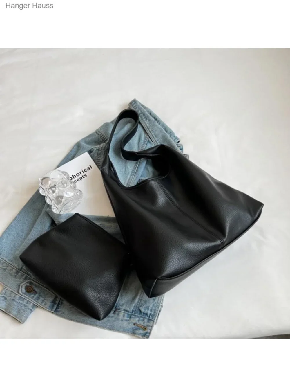 Hobo Bags for Women Slouchy Tote Bag Soft PU Leather Shoulder Purse Set of 2